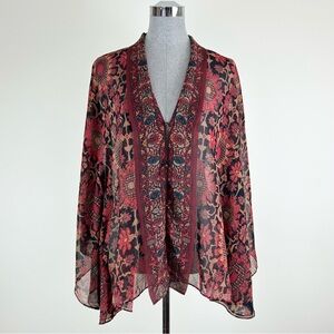 Soft Surroundings Kimono Top Florence Boho Tapestry Print Button‎ Front